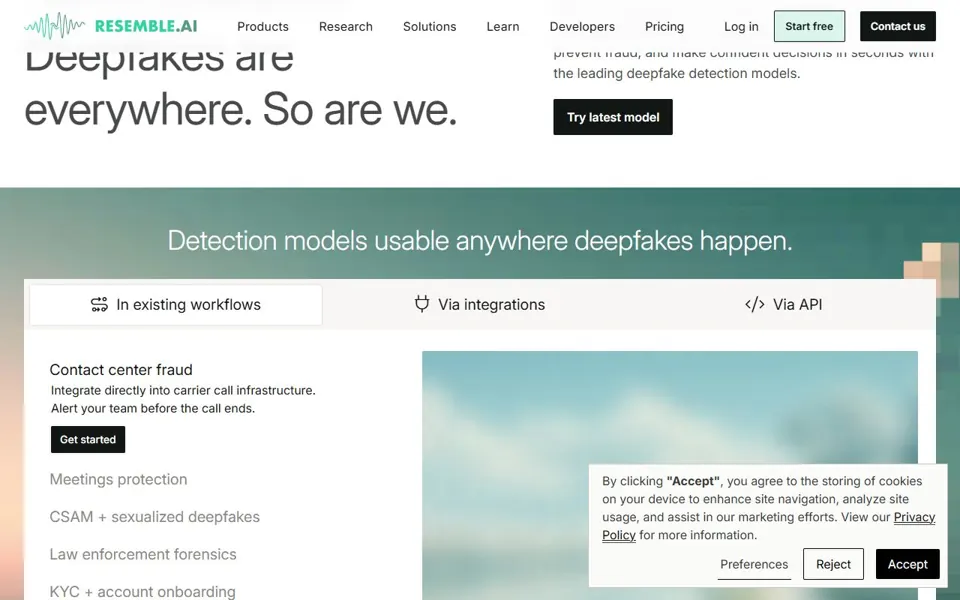Resemble AI website screenshot