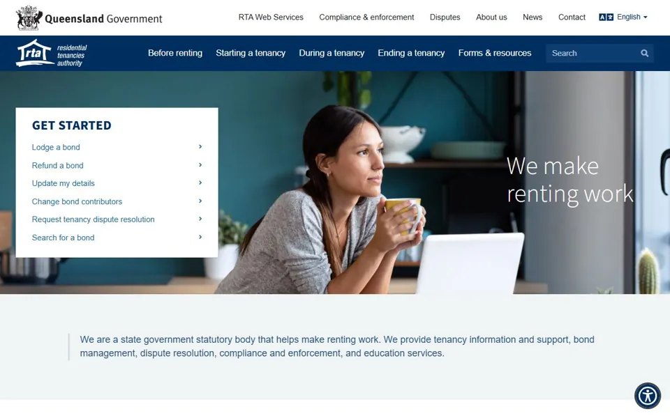 Residential Tenancies Authority website screenshot