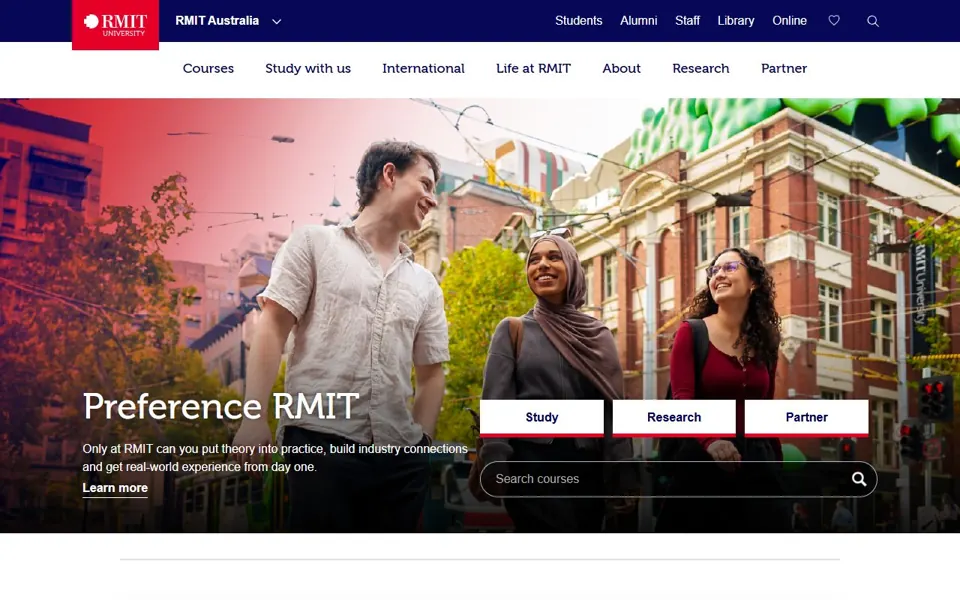 RMIT University website screenshot