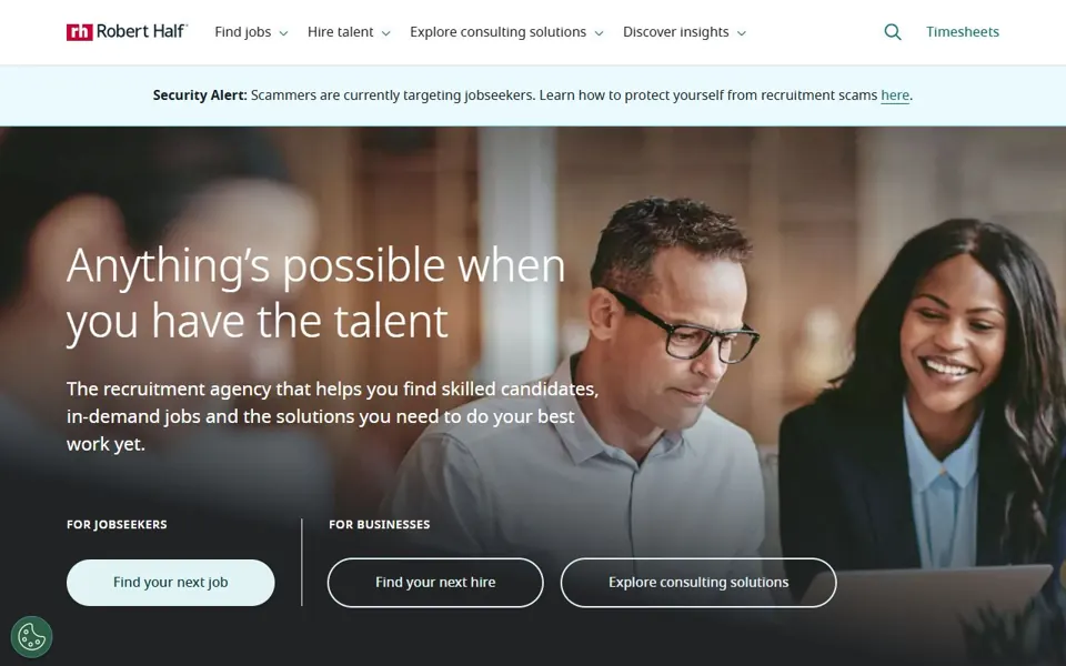 Robert Half Australia website screenshot