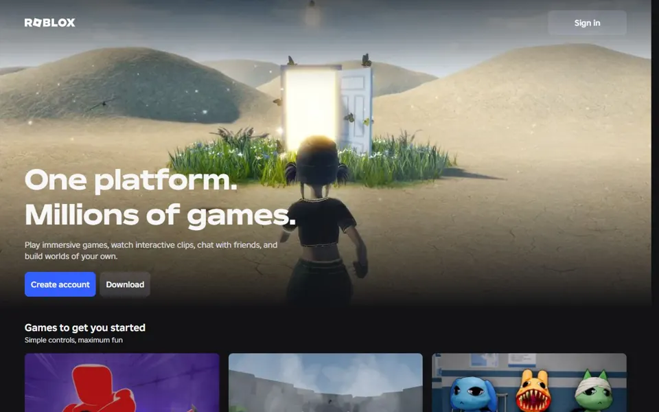Roblox website screenshot