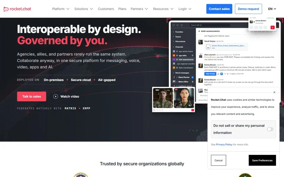 Rocket.Chat website screenshot