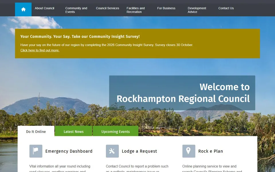 Rockhampton Regional Council website screenshot