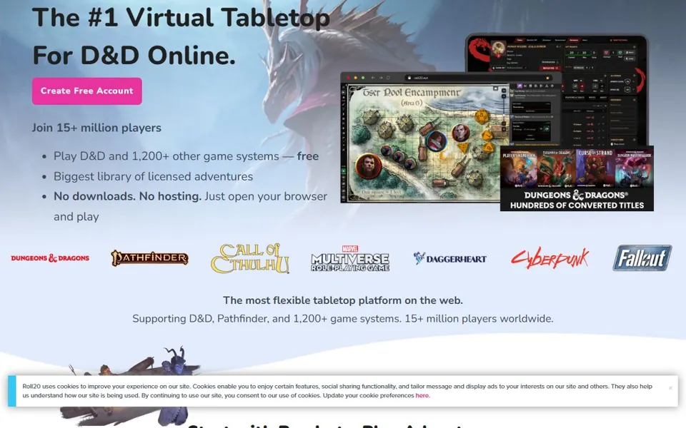 Roll20 website screenshot