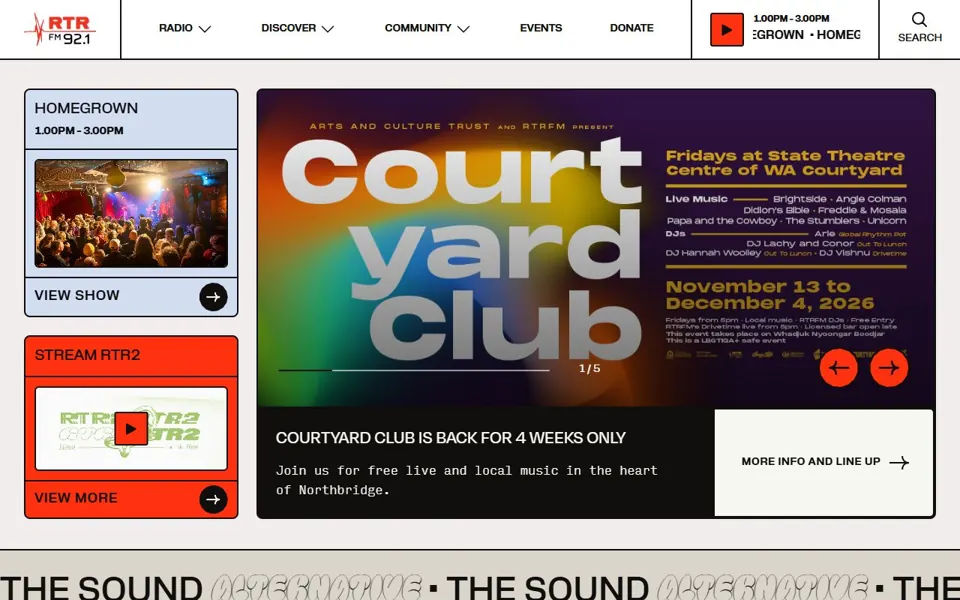 RTRFM website screenshot