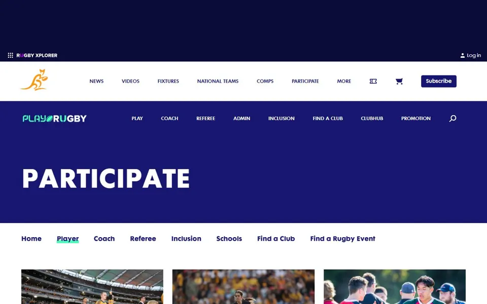 Rugby Australia website screenshot