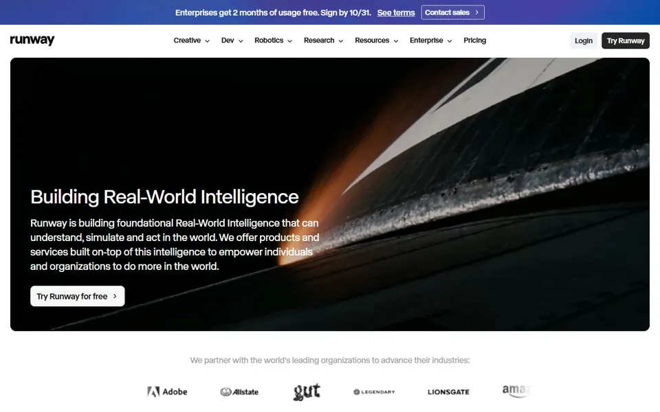Runway website screenshot