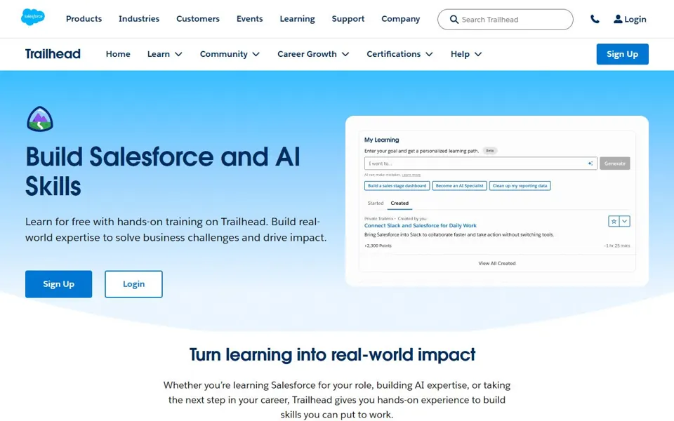 Salesforce Trailhead · Website screenshot
