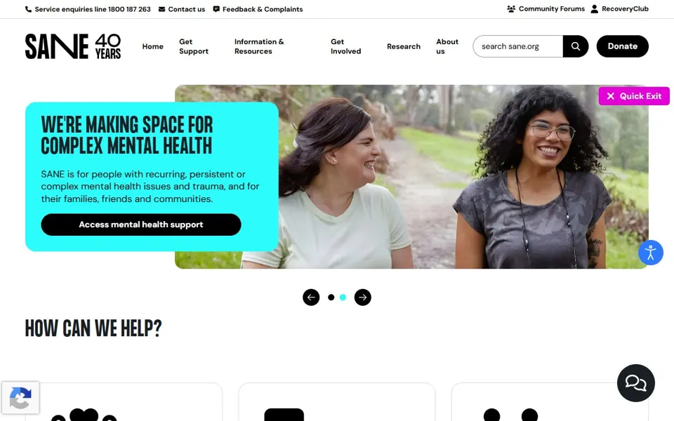 SANE website screenshot