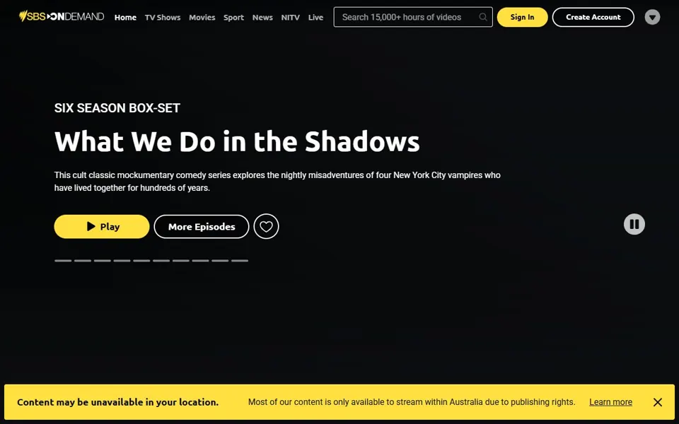 SBS On Demand website screenshot