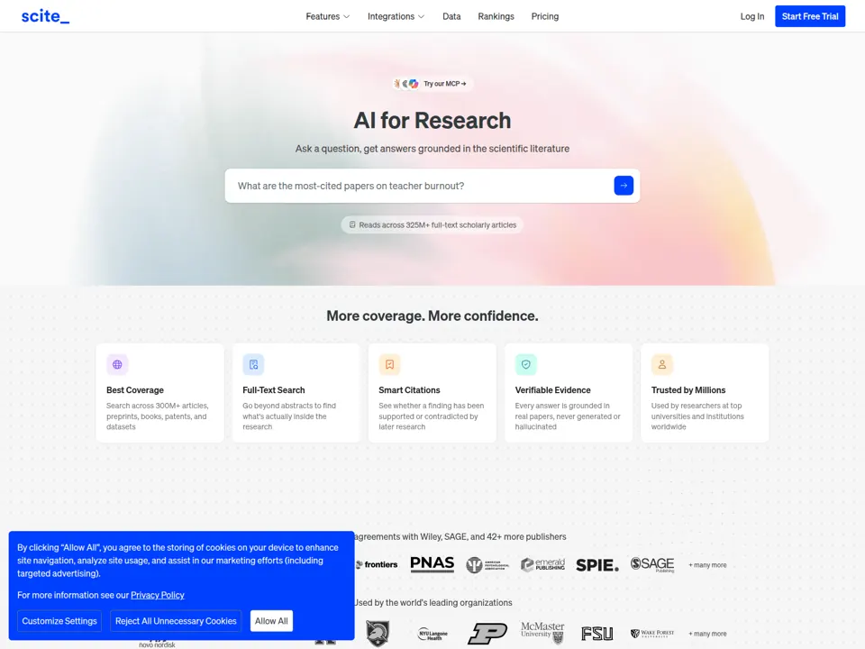 Scite website screenshot
