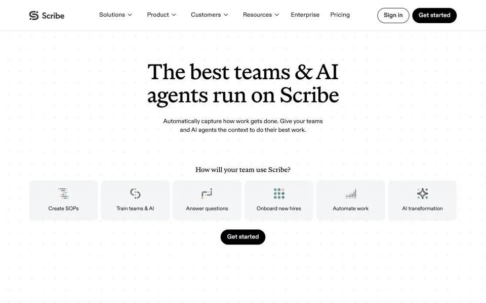 Scribe · Website screenshot