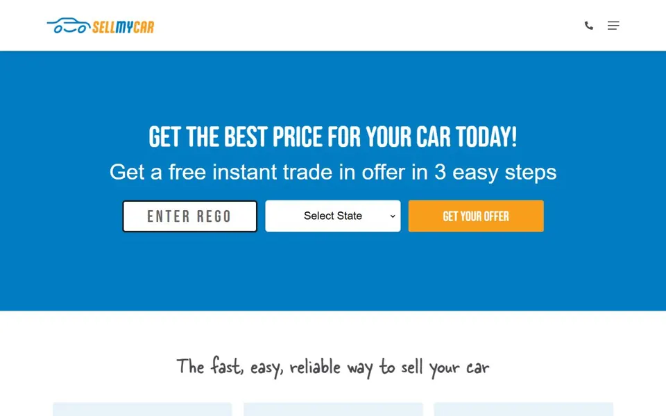 Sell My Car website screenshot