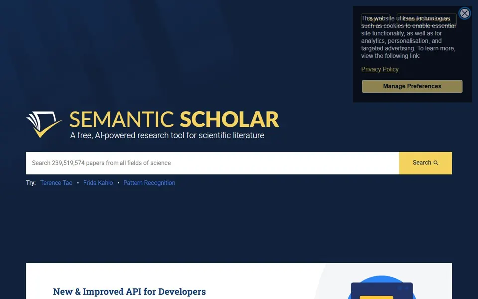 Semantic Scholar website screenshot
