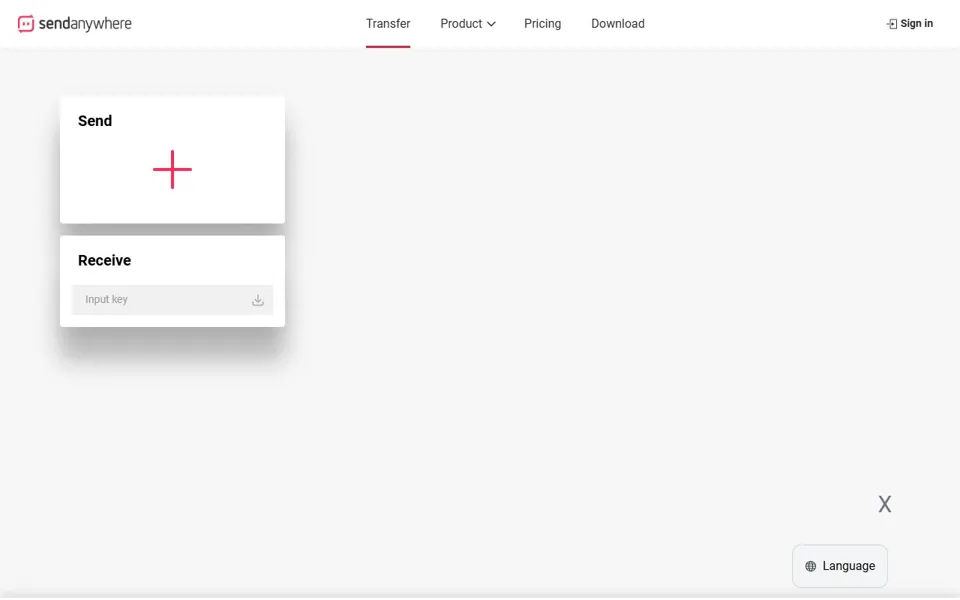 Send Anywhere website screenshot