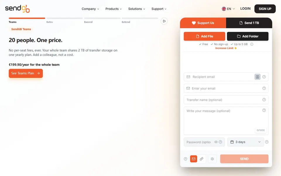 SendGB website screenshot
