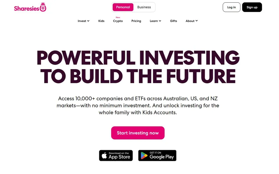 Sharesies Australia website screenshot