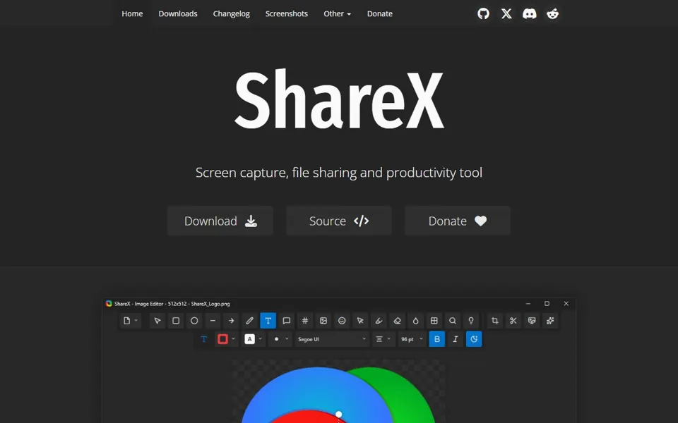 ShareX website screenshot