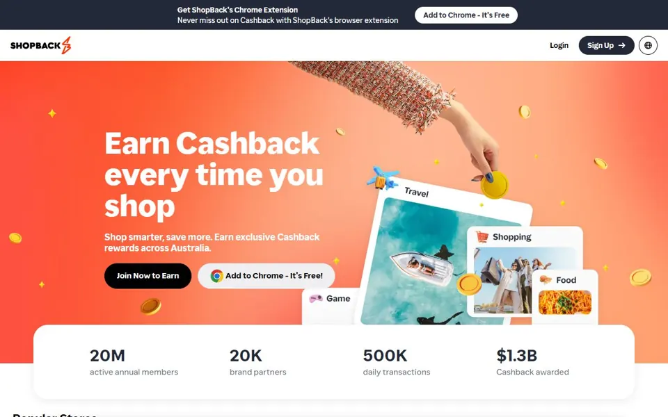 ShopBack Australia website screenshot