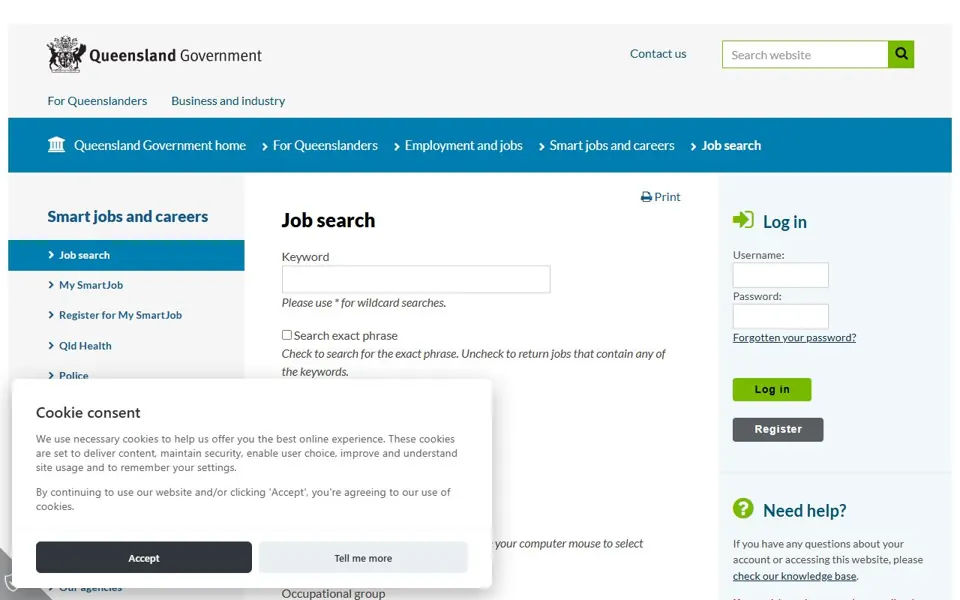 Smart Jobs Queensland website screenshot