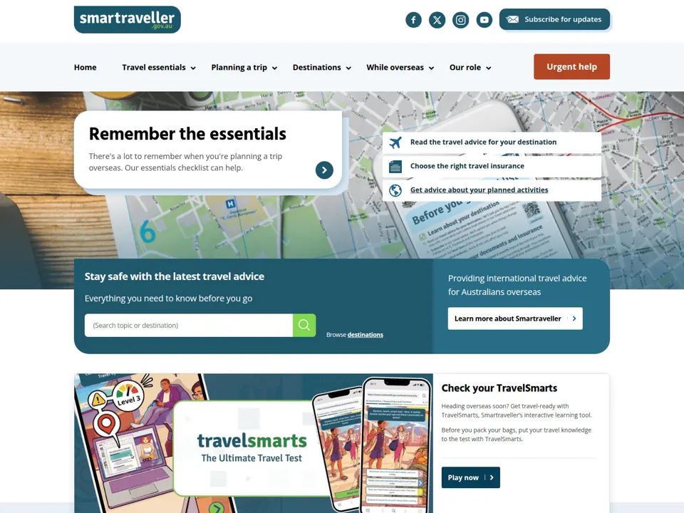 Smartraveller website screenshot