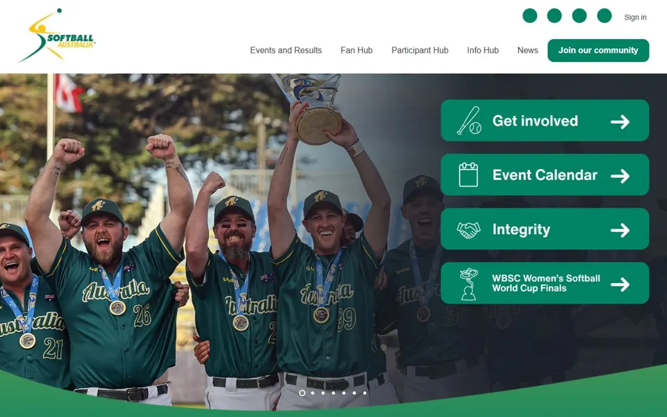 Softball Australia website screenshot