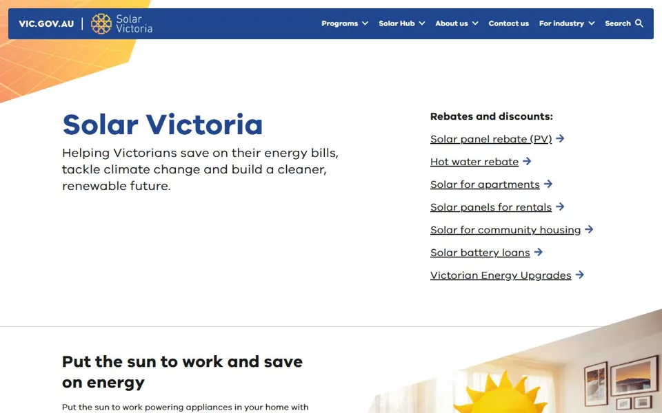 Solar Victoria website screenshot