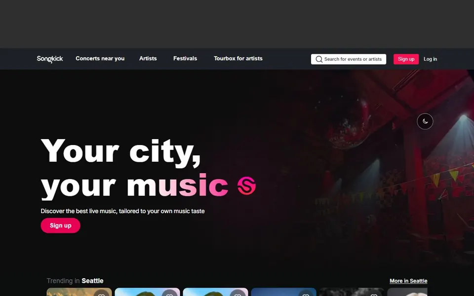 Songkick website screenshot