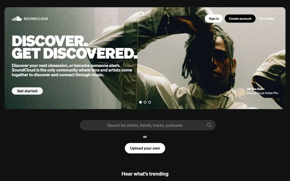 SoundCloud website screenshot
