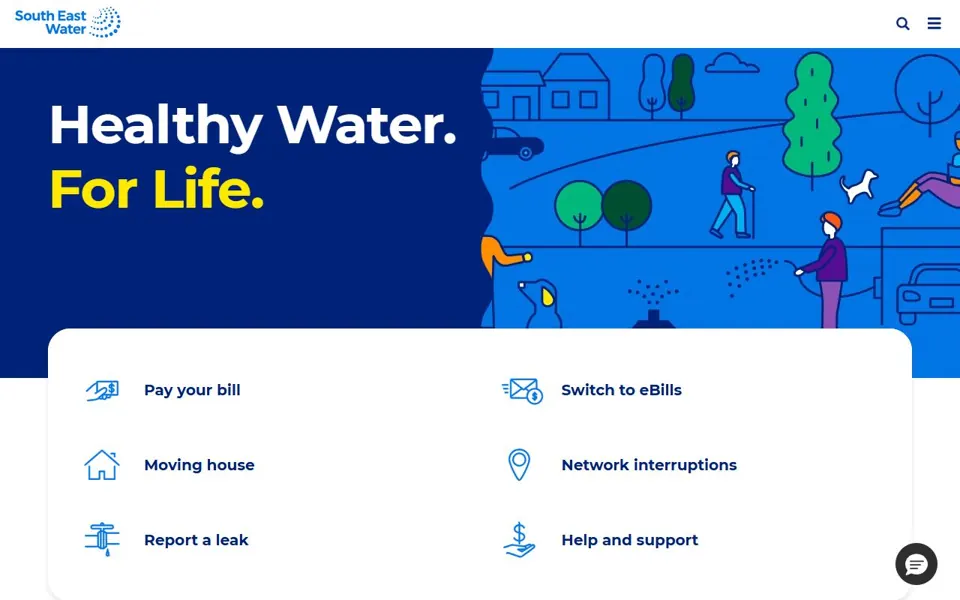 South East Water website screenshot