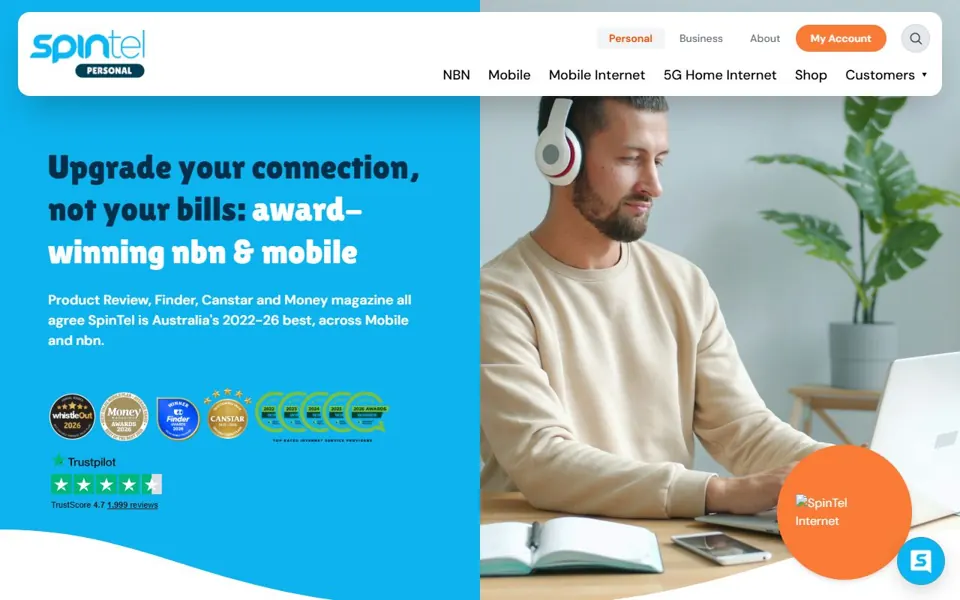 SpinTel website screenshot