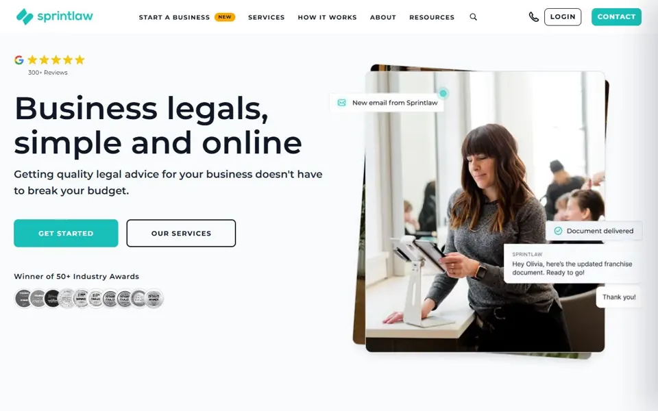 Sprintlaw website screenshot