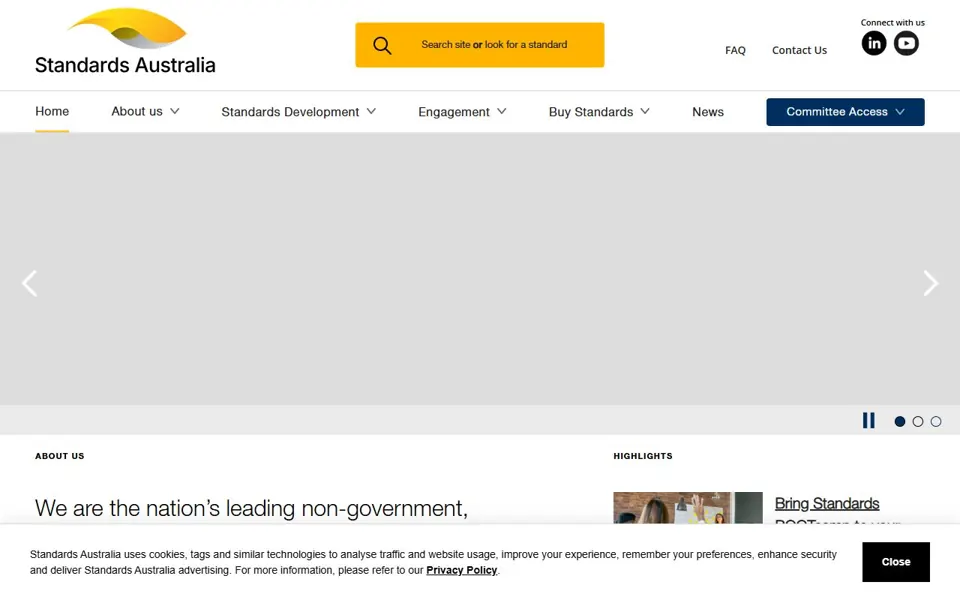 Standards Australia website screenshot