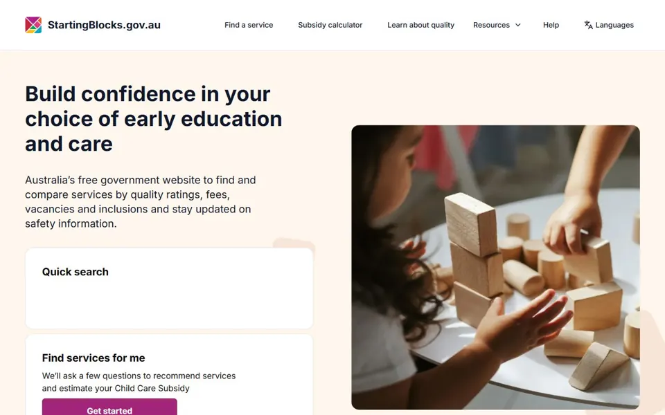 StartingBlocks.gov.au website screenshot