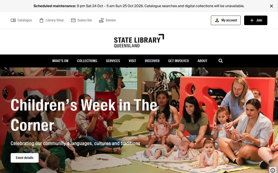 State Library of Queensland website screenshot