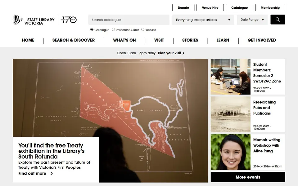 State Library Victoria website screenshot