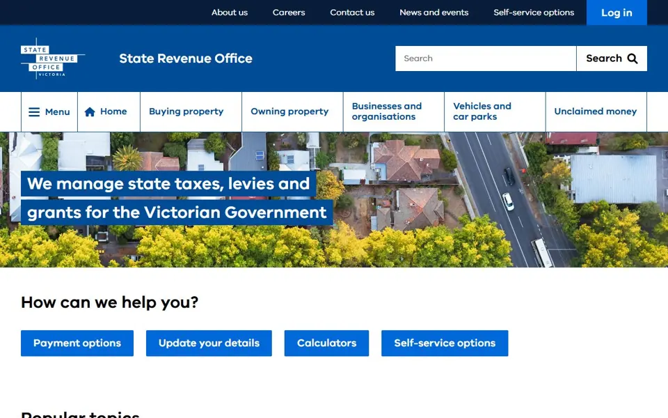 State Revenue Office Victoria website screenshot