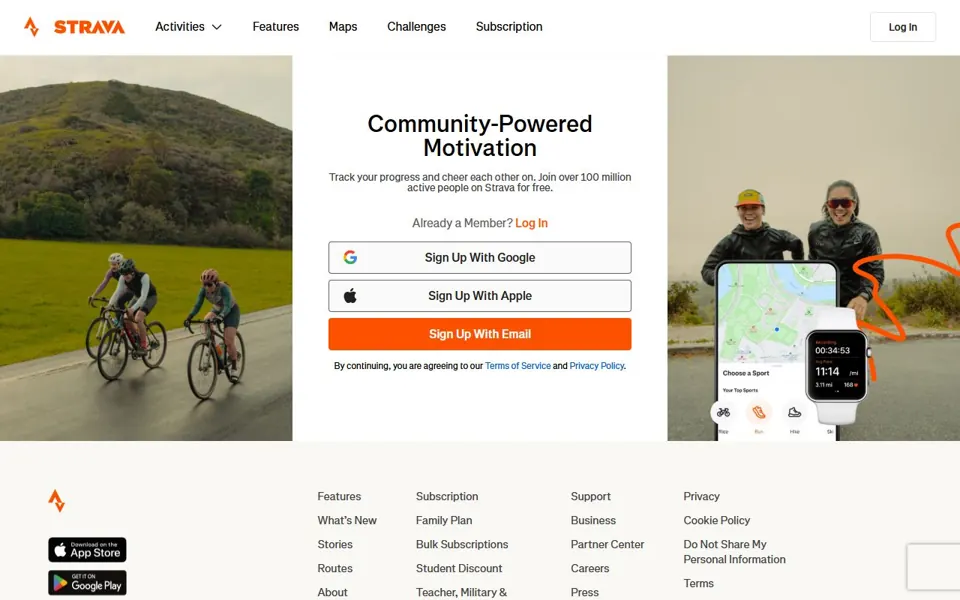 Strava website screenshot