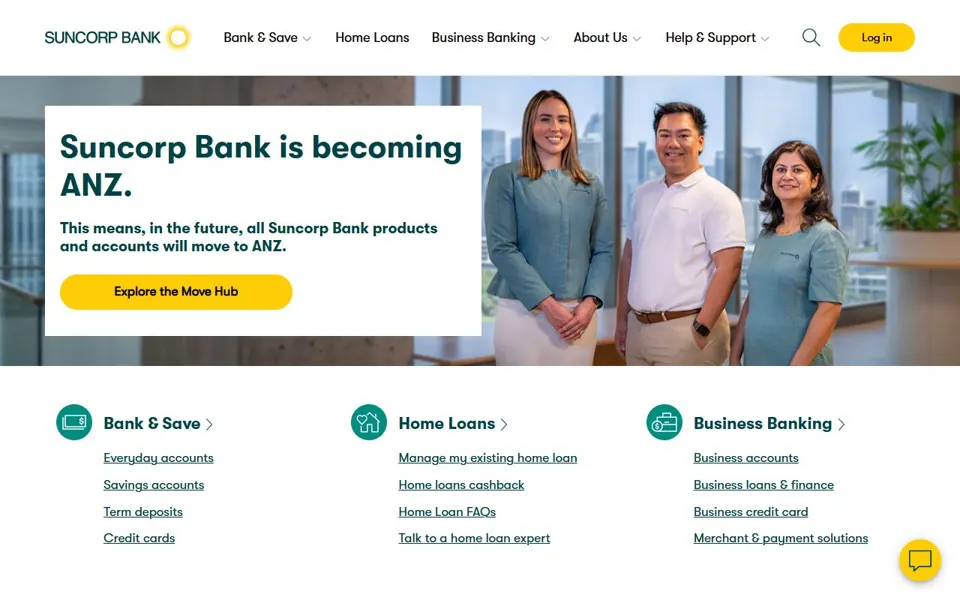 Suncorp Bank website screenshot