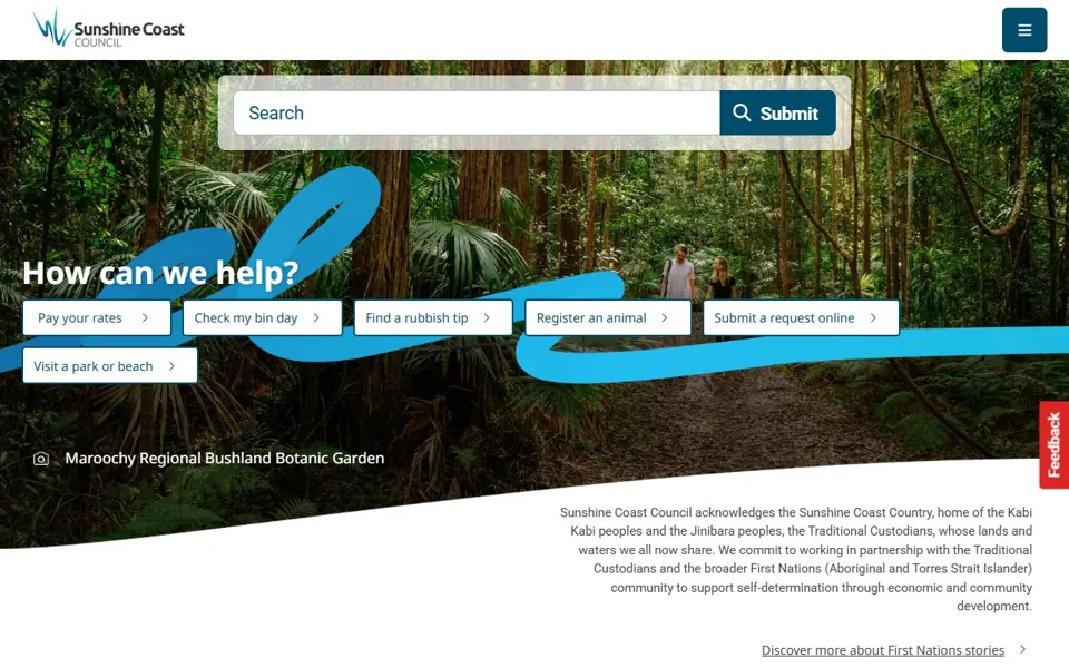 Sunshine Coast Council website screenshot