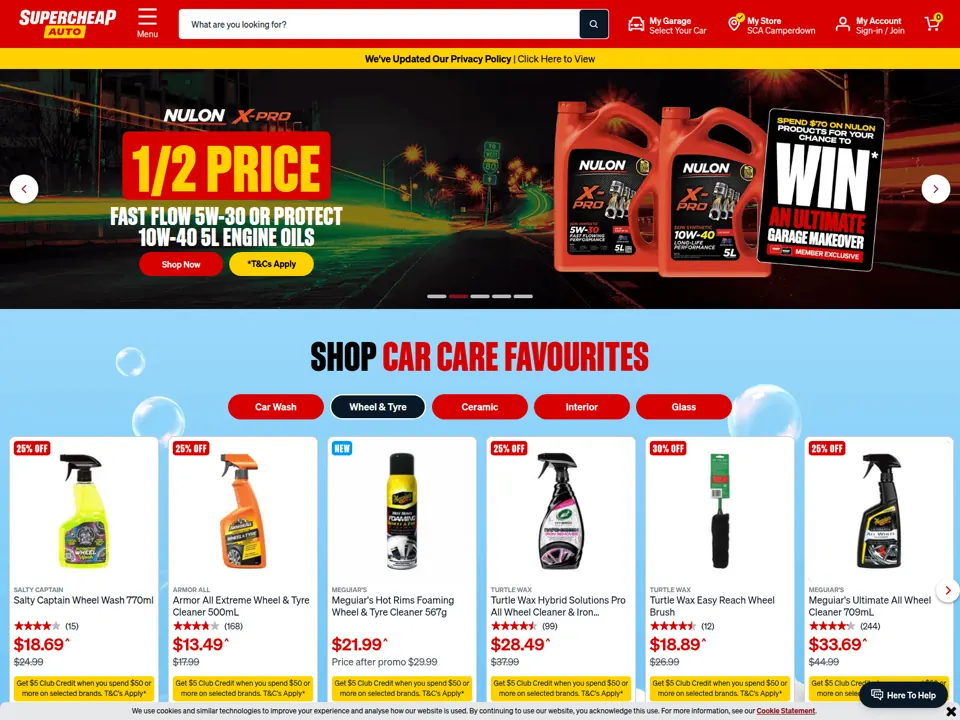 Supercheap Auto website screenshot