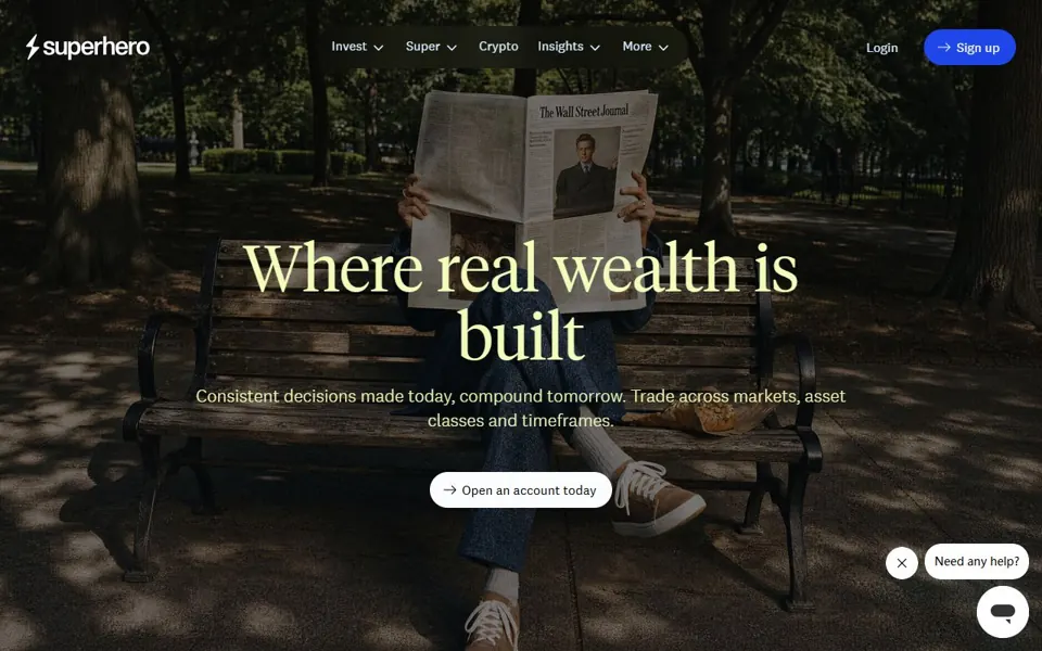 Superhero website screenshot
