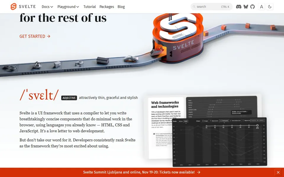 Svelte website screenshot