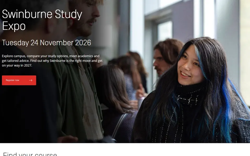 Swinburne University of Technology website screenshot