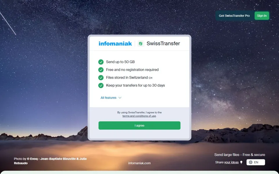 SwissTransfer website screenshot