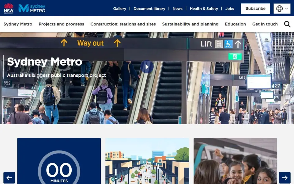 Sydney Metro website screenshot