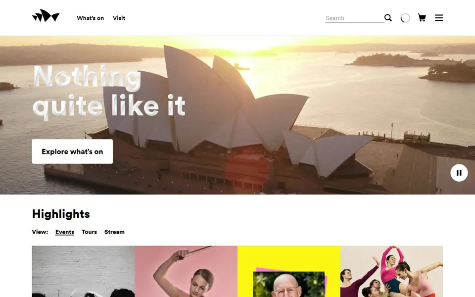 Sydney Opera House website screenshot