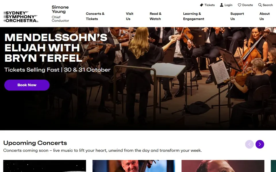 Sydney Symphony Orchestra website screenshot