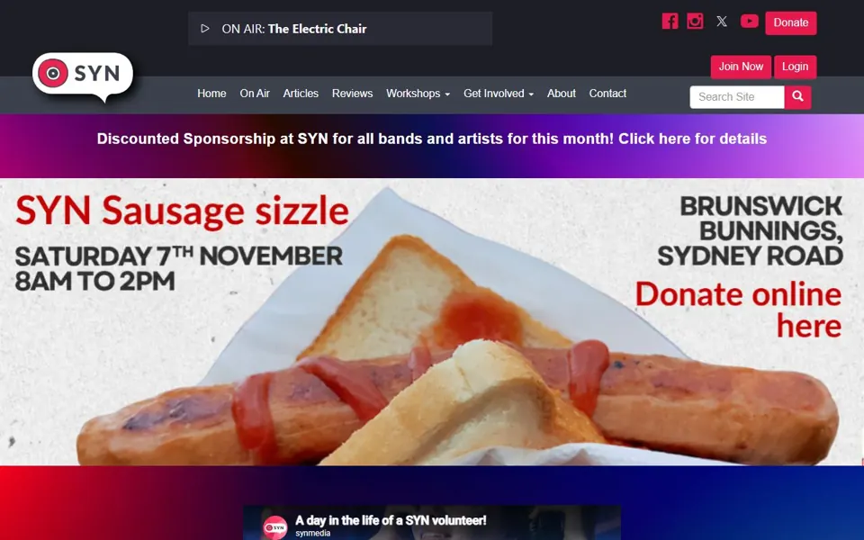 SYN website screenshot