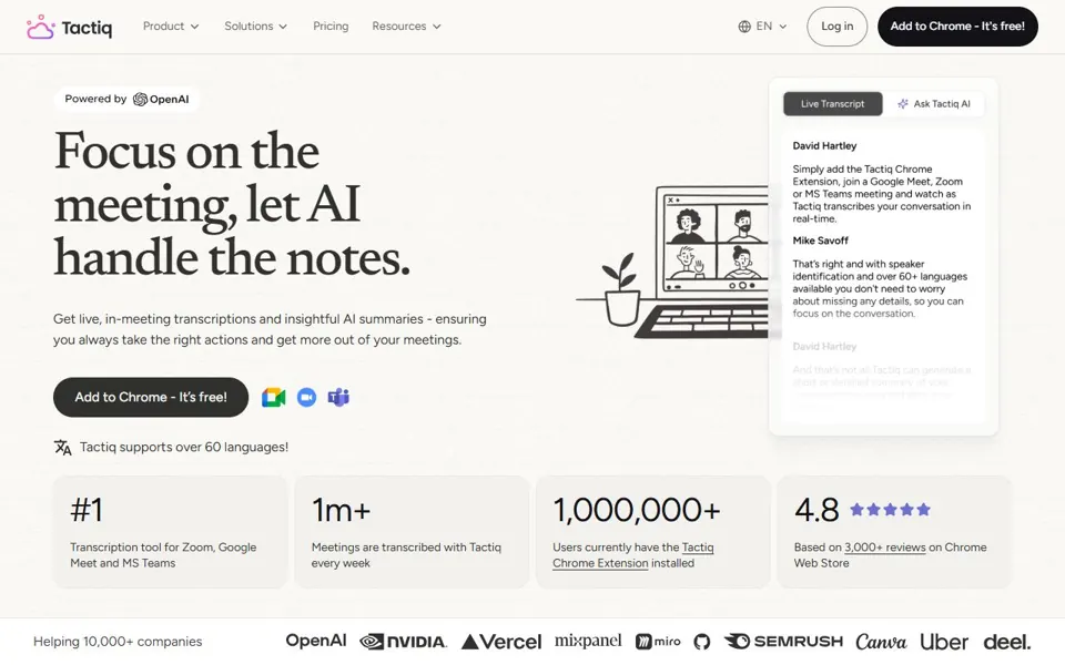 Tactiq · Website screenshot
